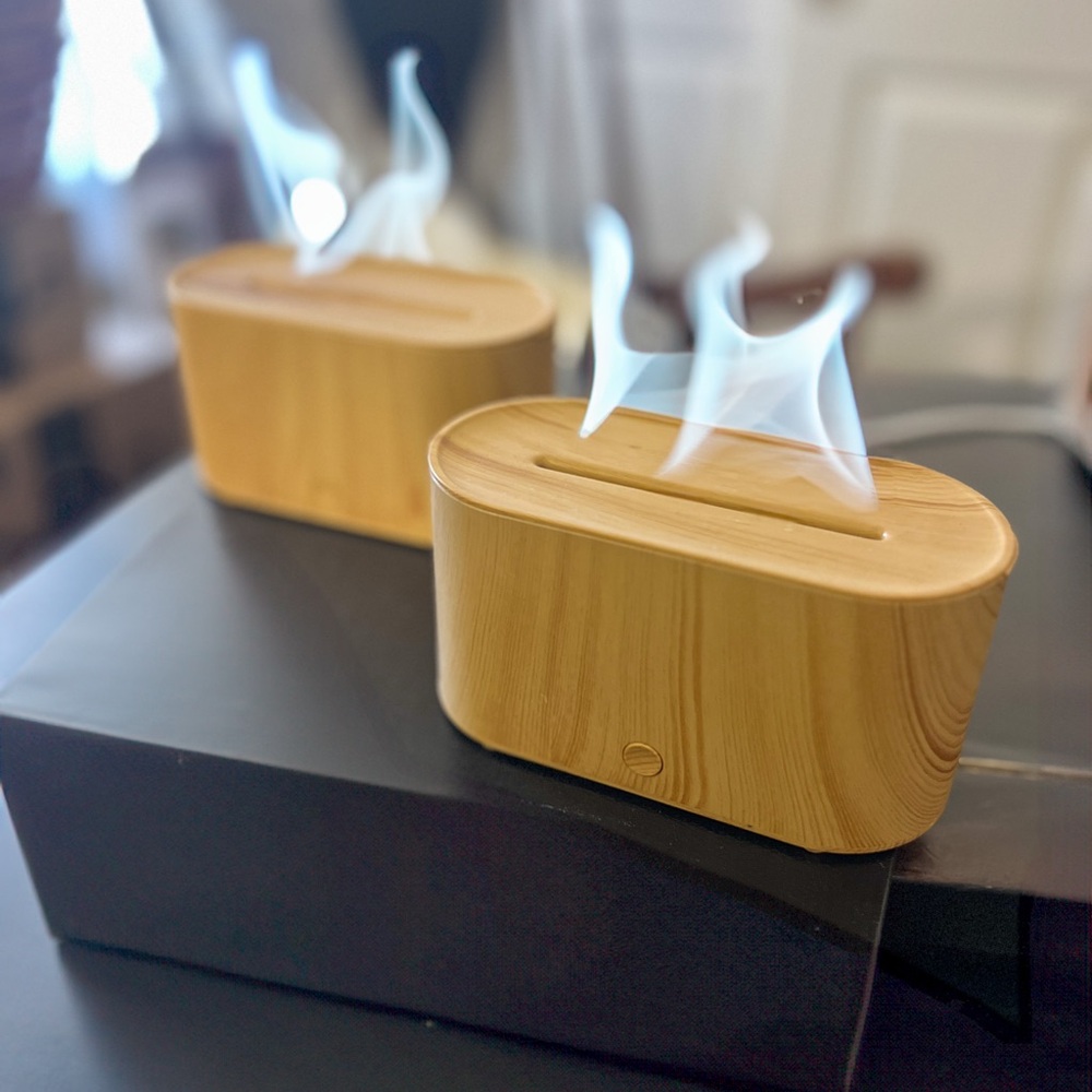 TWO Essential Oil Diffuser with a flame light